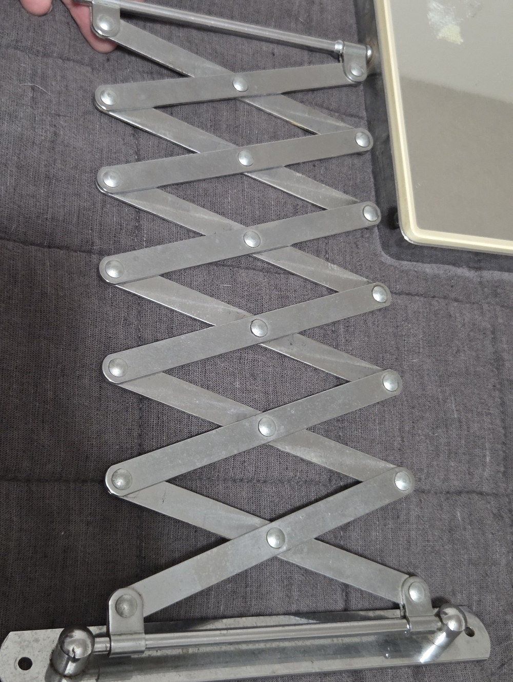 Vintage MCM Scissor Accordion Wall Mounted 2 Sided Magnifying Mirror - Picture 12 of 13